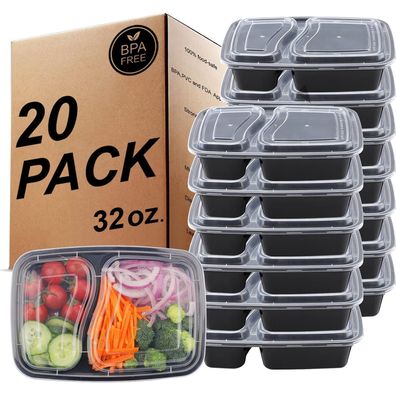 Kinghon 20er Pack Meal Prep Container, 32 oz 2-Fächer Bento Lunchbox, BPA Frei