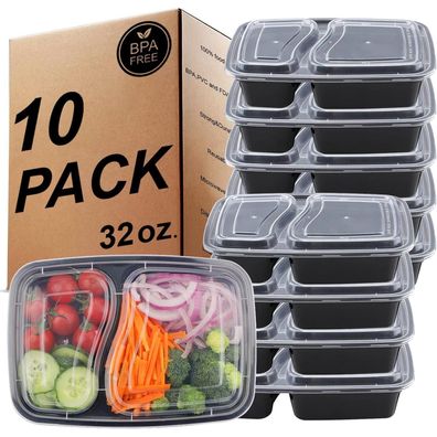 Kinghon 10er Pack Meal Prep Container, 2 Fächer Bento Lunchbox, Luftdicht, BPA