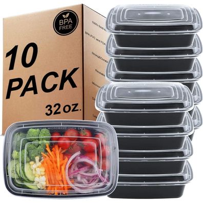 Kinghon 10er Pack Meal Prep Container, 1 Fach, 32 oz, Luftdicht, BPA Frei