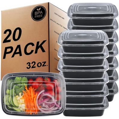 Kinghon 20er Pack Meal Prep Container, 1 Fach, 32 oz, Luftdichter Deckel, BPA