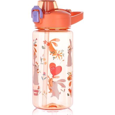 flintronic Kinder Trinkflasche mit Strohhalm, 600ml, BPA-frei, Auslaufsicher