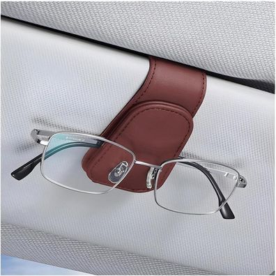 Cgeamdy Brillenhalter für Auto Sonnenblende, magnetischer Leder Brillenhalter