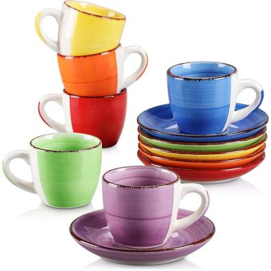 vancasso BONITA 12-teiliges Espressotassen-Set aus Steingut, 80ml, stapelbar