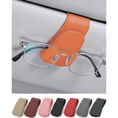 JEJA Brillenhalter für Auto Sonnenblende aus Leder - Ticket-Kartenclip, orange