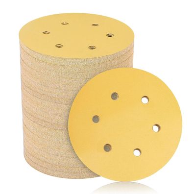 Stebruam Schleifpapier Klett 150mm, 60 Stück, 6 Körnungen (60-400), Yellow 6
