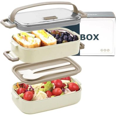 Bugucat Lunchbox Edelstahl 1100ML, Auslaufsichere Bento Box mit Fächern und