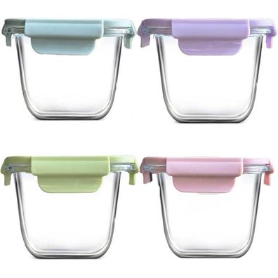 S. ROKE TTAN 900ml Glasbehälter mit Deckel, Luftdicht, Quadrat, 4er-Set