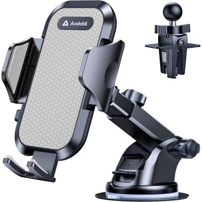 andobil 3-in-1 Handyhalterung Auto mit Saugnapf & Lüftungshalterung, universell