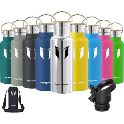Super Sparrow Edelstahl Trinkflasche 350ml-1L, Auslaufsicher, BPA-Frei