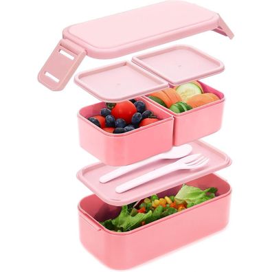 Bugucat Brotdose Kinder mit 3 Fächern, 1300ML, Auslaufsicher, 2in1 Lunchbox für