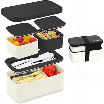 Bugucat Lunchbox 1450ML, 2in1 Brotdose mit 3 Fächern, auslaufsicher, Bento Box
