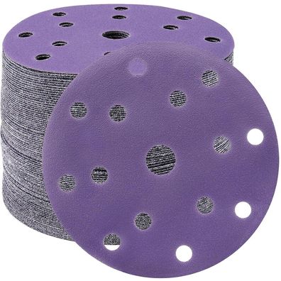 Stebruam 50 Stück Schleifpapier 150mm Klett 240 Körnung 15 Loch Rund