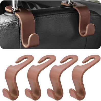 Cgeamdy 4er Set Auto Kopfstützenhaken - Versteckt & Stabil - Braun