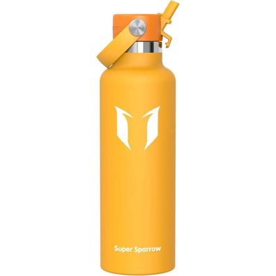 Super Sparrow Edelstahl Trinkflasche mit Strohhalm - 750ml, C-Mango