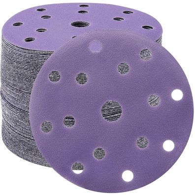 Stebruam 50er Schleifpapier Set 150mm Klett 150 Körnung 15 Loch für 6 Zoll