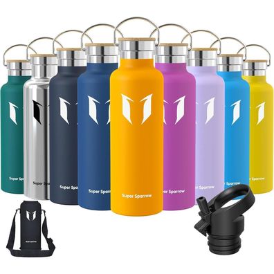 Super Sparrow Edelstahl Trinkflasche 750ml Mango - Auslaufsicher, BPA-Frei, mit