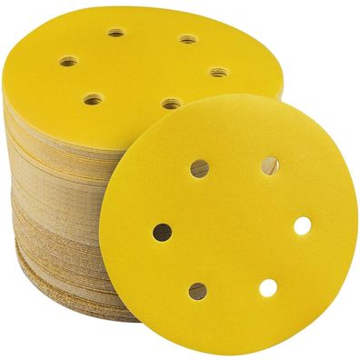 Stebruam 60tlg Schleifpapier 150mm Klett 6 Loch Körnung 60-400 für