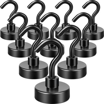 Neosmuk Schwarze Magnethaken, 20kg Hochleistungs-Erdmagnete mit Haken, extra