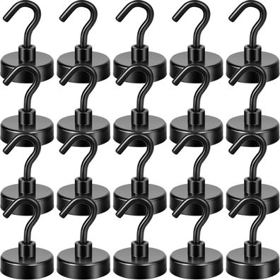 Neosmuk Schwarze Magnethaken, 30kg Hochleistungs-Erdmagnete mit Haken, extra