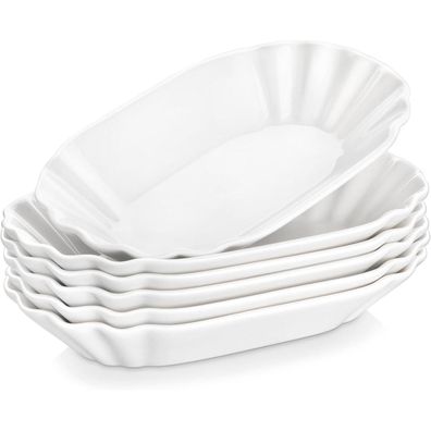 Malacasa Serie Regular 6-teilige Pommesschale, cremeweißes Porzellan