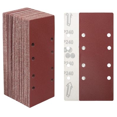 Stebruam 30tlg Schleifblatt 93x230 mm Körnung 240, 8 Löcher Schleifstreifen für