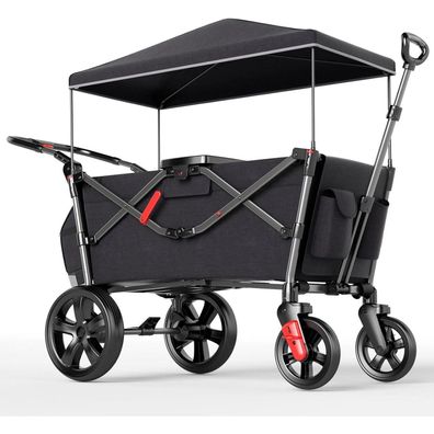 EVER Advanced Faltbarer Bollerwagen für 2 Kinder mit Dach, Sicherheitsgurten