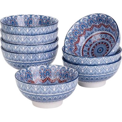 vancasso Mandala Serie 8-teiliges Müslischalen Set, Porzellan, 650 ml