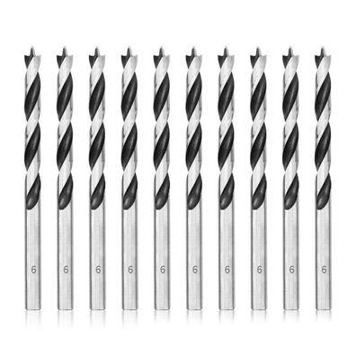 Meccion Holzbohrer 6mm, 10 Stück, Brad Point Holzspiralbohrer für