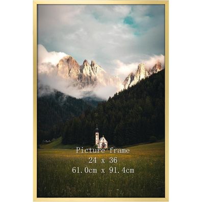 Giftgarden Gold Bilderrahmen 61x91,5 cm - Aluminium Rahmen für Fotos, Puzzles