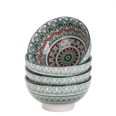 vancasso Mandala Serie Müslischalen Set, 4-teilig, 650 ml, Grün, Böhmischer Stil