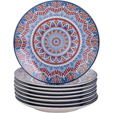 vancasso Kuchenteller Set 8-teilig, Mandala Serie, Porzellan, Ø 21,2 cm