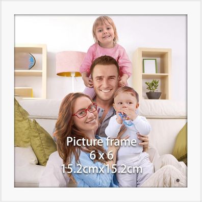 Giftgarden Weißer Bilderrahmen 15x15 cm - Moderner Fotorahmen für quadratische