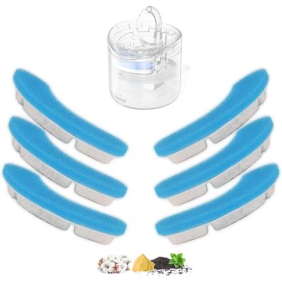 HAPUP Ersatzfilter für Katzentrinkbrunnen, 6 Stück Aktivkohlefilter für 1,8L