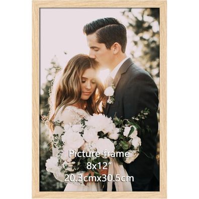 Giftgarden Holzfarbener Bilderrahmen 20x30 cm - Eleganter Kunststoff Fotorahmen