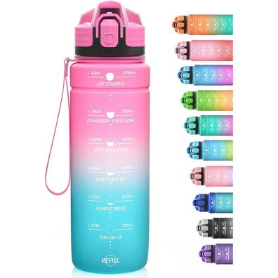 Niggeey Sport Trinkflasche BPA-frei Tritan mit Zeitmarkierung, auslaufsicher
