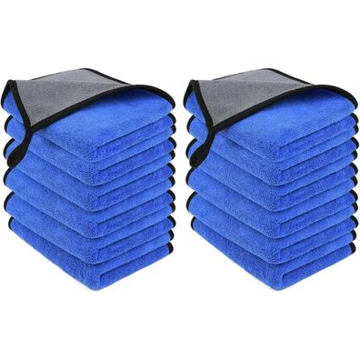 URAQT 12er Set Mikrofasertücher 500GSM für Auto und Haushalt, fusselfrei