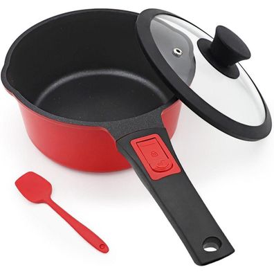 Bobikuke Kasserolle 20cm mit Deckel, 2.5L Antihaft-Stielkasserolle mit