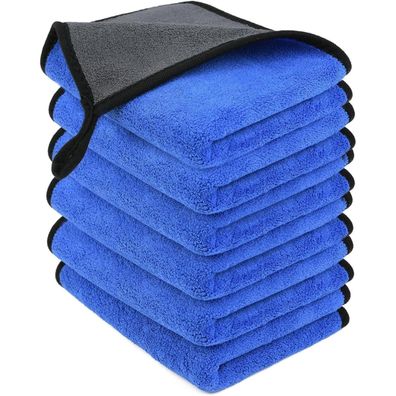 URAQT 6er Set Mikrofasertücher für Auto und Haushalt, 500GSM, fusselfrei