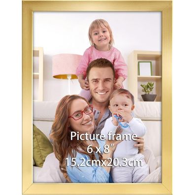 Giftgarden Gold Bilderrahmen 15x20 cm - Eleganter Kunststoff Fotorahmen für