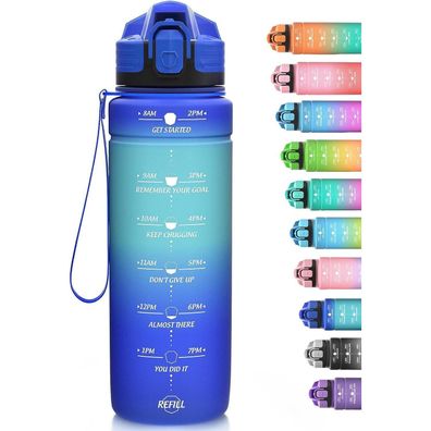 Niggeey Sport Trinkflasche auslaufsicher, BPA-frei Tritan mit Zeitmarkierung
