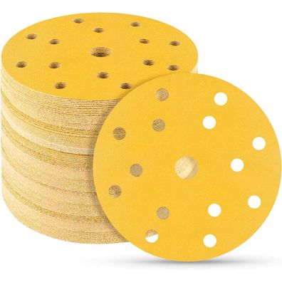 Stebruam 50x Schleifscheiben 150mm Klett 240 Körnung 15 Loch für