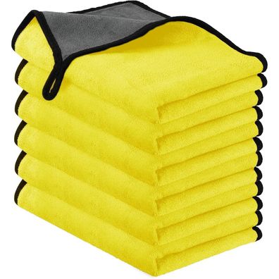 URAQT Mikrofasertücher Auto, 6 Stück, 500GSM, fusselfrei, 30x40cm, für Auto