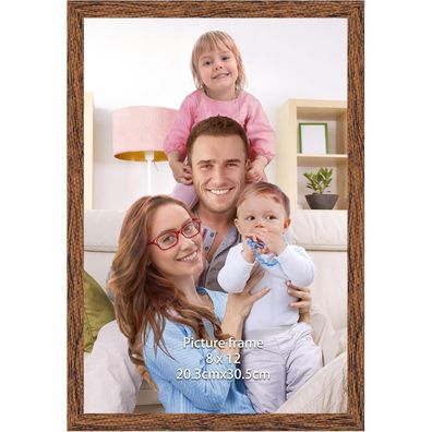 Giftgarden Bilderrahmen 20x30 cm Walnussbraun mit Holzmaserung - Kunststoff