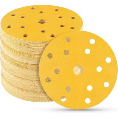 Stebruam 50 Stück Schleifscheiben 150mm Klett 220 Körnung 15 Loch für