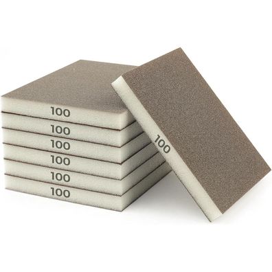 Stebruam 6er Schleifschwämme 100 Körnung - Ideal für Holz, Metall, Auto