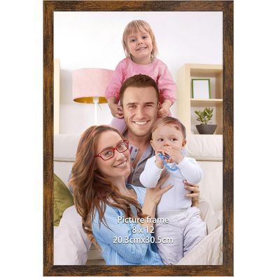 Giftgarden Bilderrahmen 20x30 cm Braun - Rustikaler Kunststoff Fotorahmen für
