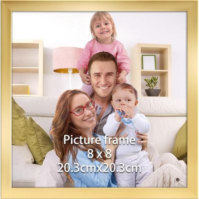 Giftgarden Gold Bilderrahmen 20x20 cm - Eleganter Kunststoff Fotorahmen für