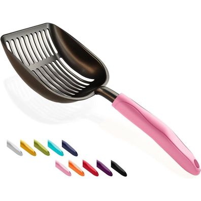 WePet Katzenstreuschaufel L, Aluminium-Siebschaufel mit langem Griff, Rosa