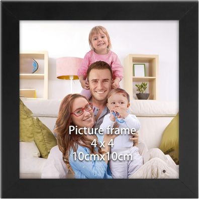 Giftgarden Bilderrahmen 10x10 cm Schwarz - Moderner Fotorahmen für quadratische