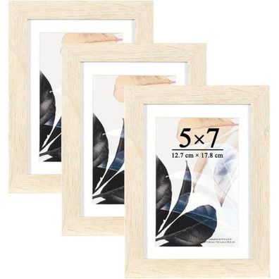 Scholar Tree Bilderrahmen 13x18 cm Eiche Holz, 3er Set 5x7 Zoll mit Plexiglas
